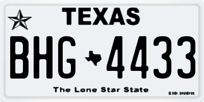TX license plate BHG4433