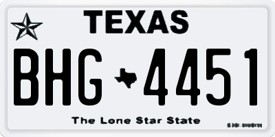 TX license plate BHG4451