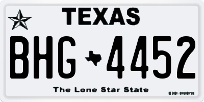 TX license plate BHG4452