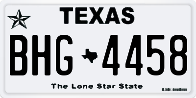 TX license plate BHG4458