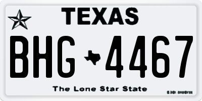 TX license plate BHG4467