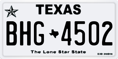 TX license plate BHG4502