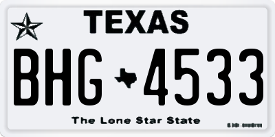 TX license plate BHG4533