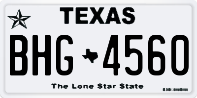 TX license plate BHG4560