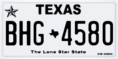 TX license plate BHG4580