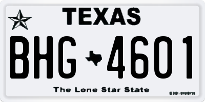 TX license plate BHG4601