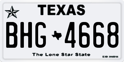 TX license plate BHG4668