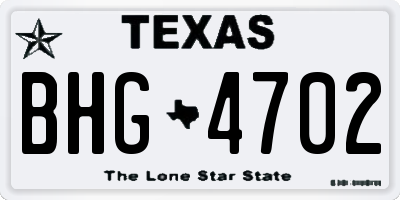 TX license plate BHG4702
