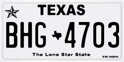 TX license plate BHG4703