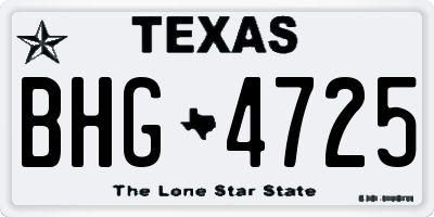 TX license plate BHG4725