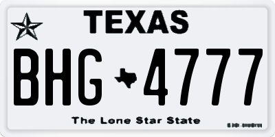 TX license plate BHG4777