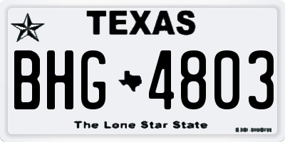 TX license plate BHG4803