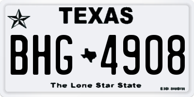 TX license plate BHG4908