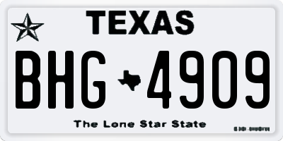 TX license plate BHG4909