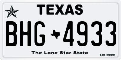 TX license plate BHG4933