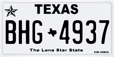 TX license plate BHG4937