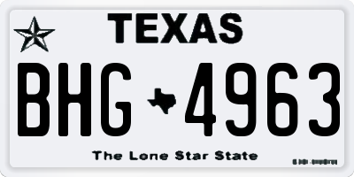 TX license plate BHG4963