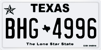 TX license plate BHG4996