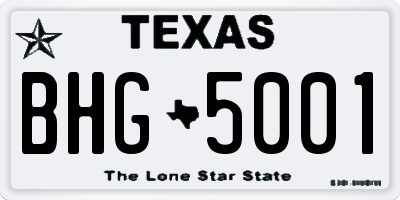 TX license plate BHG5001
