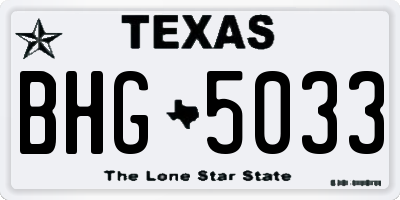 TX license plate BHG5033