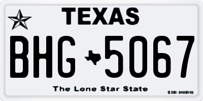 TX license plate BHG5067