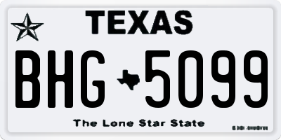 TX license plate BHG5099