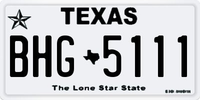 TX license plate BHG5111