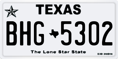 TX license plate BHG5302