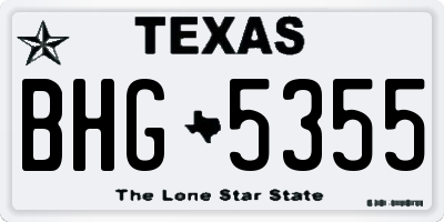TX license plate BHG5355