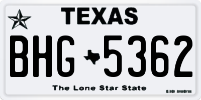 TX license plate BHG5362