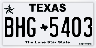 TX license plate BHG5403