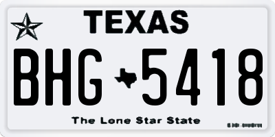 TX license plate BHG5418