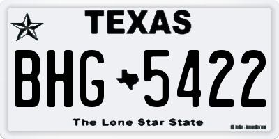 TX license plate BHG5422