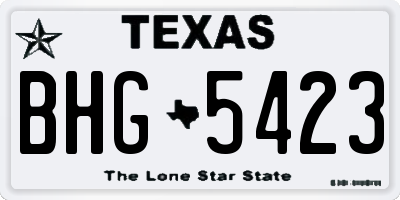 TX license plate BHG5423