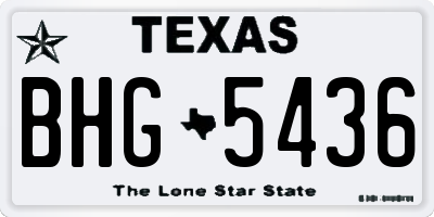 TX license plate BHG5436