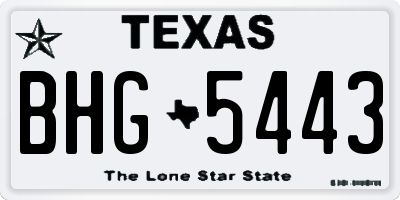TX license plate BHG5443