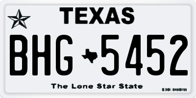 TX license plate BHG5452