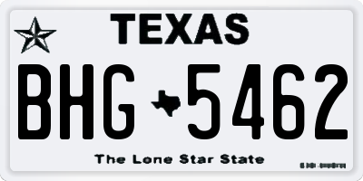 TX license plate BHG5462
