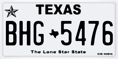 TX license plate BHG5476