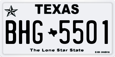 TX license plate BHG5501