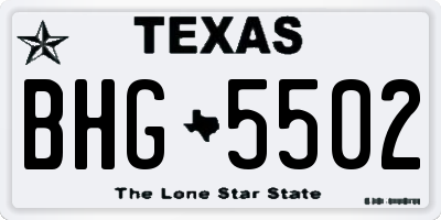 TX license plate BHG5502