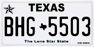 TX license plate BHG5503
