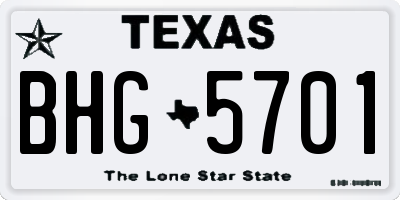 TX license plate BHG5701