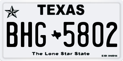 TX license plate BHG5802