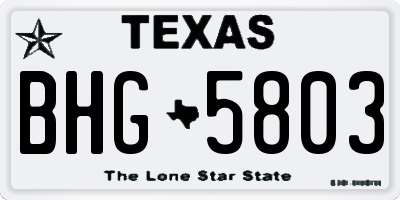 TX license plate BHG5803