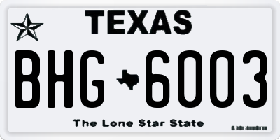 TX license plate BHG6003