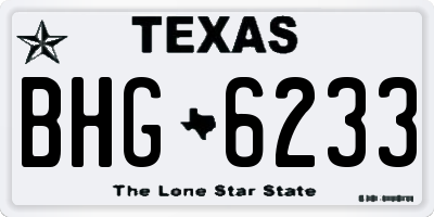 TX license plate BHG6233