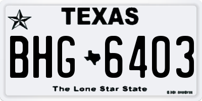 TX license plate BHG6403