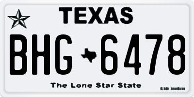 TX license plate BHG6478