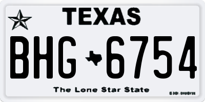 TX license plate BHG6754